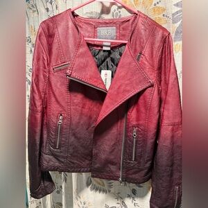 BKE Women's Burgundy Leather Jacket